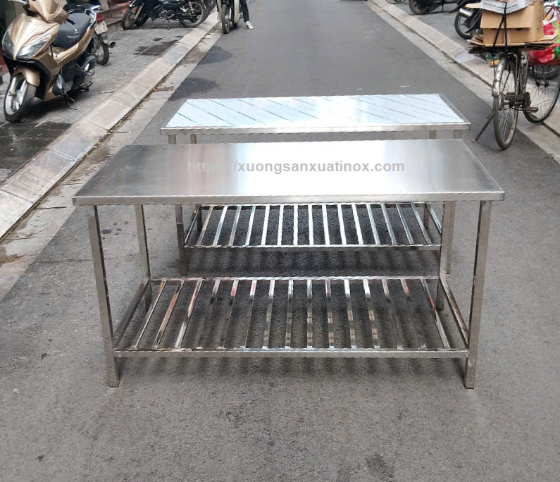 Bàn inox chữ nhật 1m4