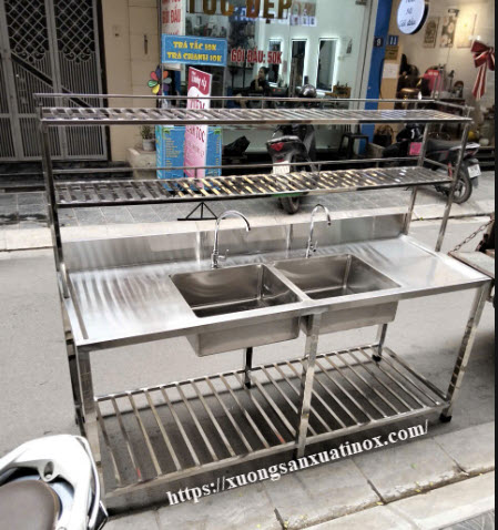 Chậu inox nhà bếp công nghiệp làm theo yêu cầu