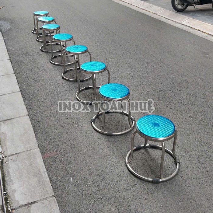 Ghế inox tròn chân vòng
