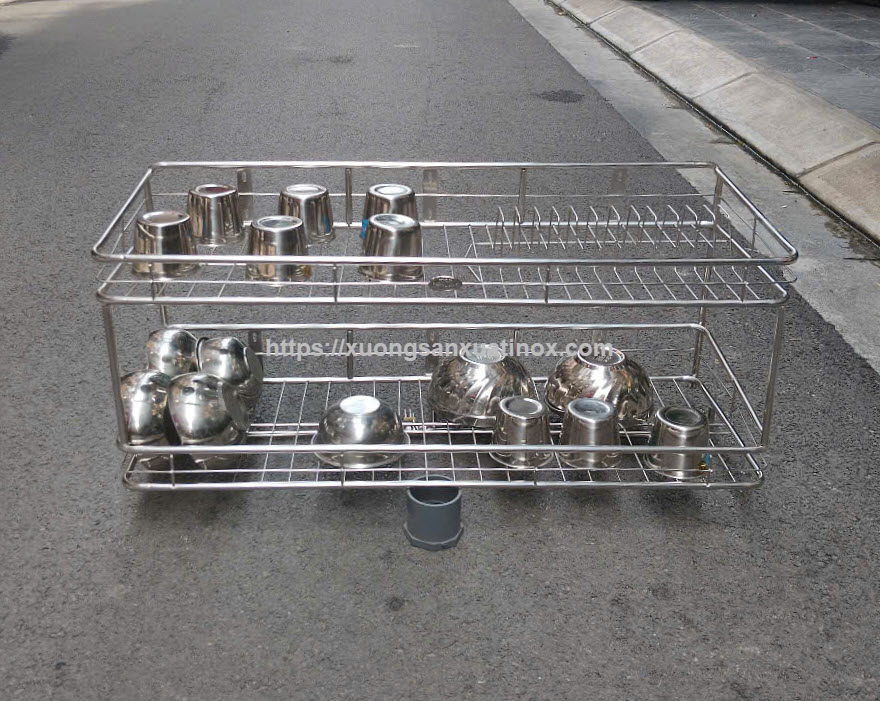Giá để bát đĩa inox 2 tầng