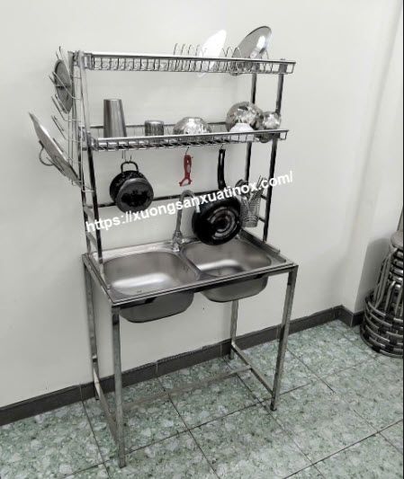 Giá úp bát có chậu inox