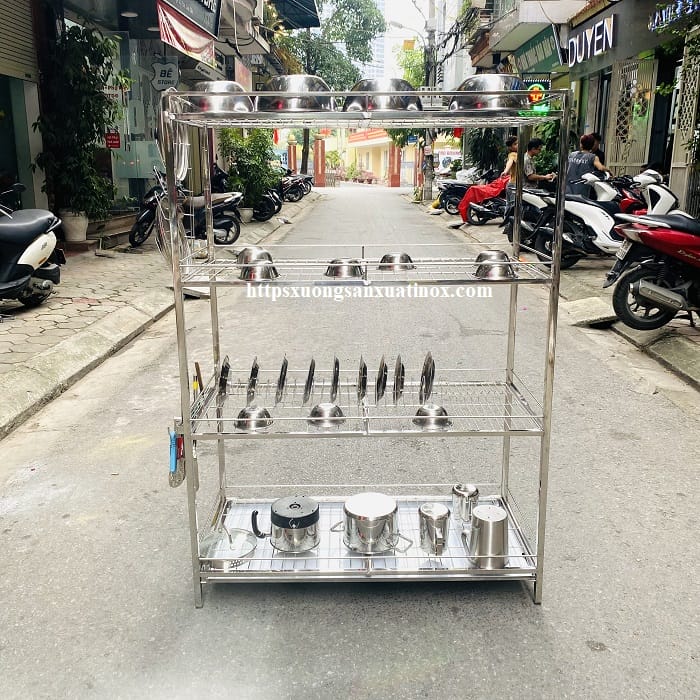Giá kệ úp bát đĩa inox 4 tầng giá tốt tại Hà Nội