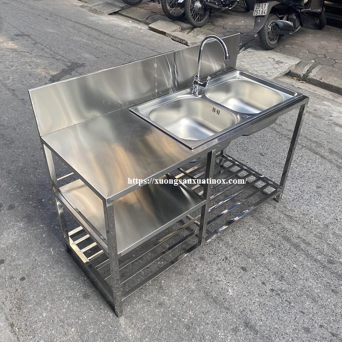 https://xuongsanxuatinox.com/Kệ chậu rửa bát inox 2 hố -Hình ảnh