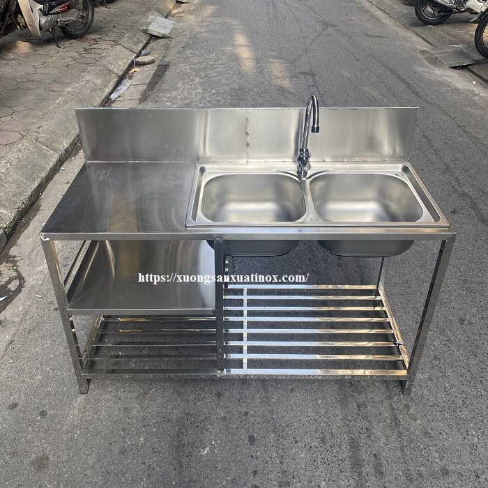 https://xuongsanxuatinox.com/Kệ chậu rửa bát inox 2 hố-Hình ảnh