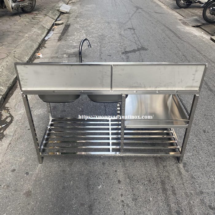 https://xuongsanxuatinox.com/Kệ chậu rửa bát inox 2 hố  -Hình ảnh