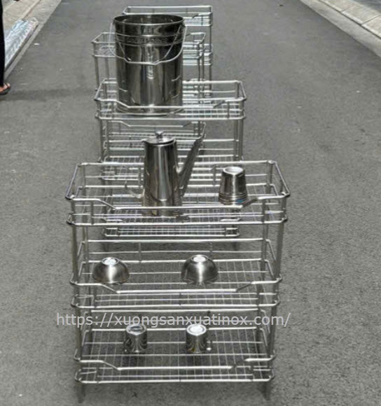Kệ đựng bát inox 3 tầng
