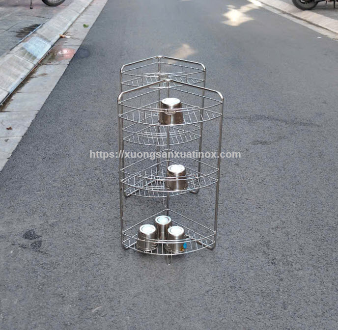 Kệ góc inox treo tường 3 tầng