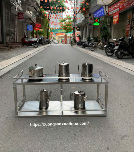 Kệ Inox 2 Tầng Có Thanh Chắn Đa Năng
