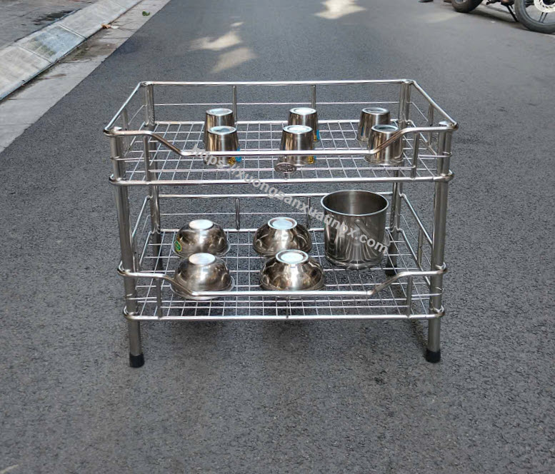Kệ inox 2 tầng để chén bát