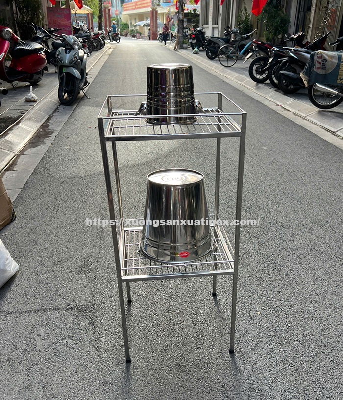 Kệ inox 2 tầng vuông