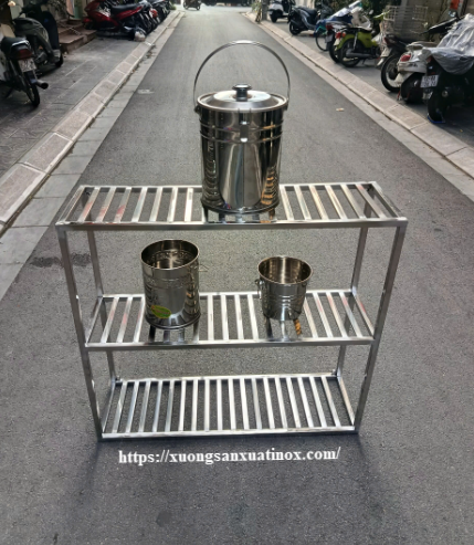 Kệ Inox 3 Tầng Nan Thoáng Đa Năng