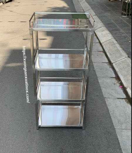 Kệ inox 4 tầng có lan can