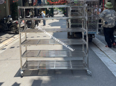 Kệ inox 6 tầng có bánh xe