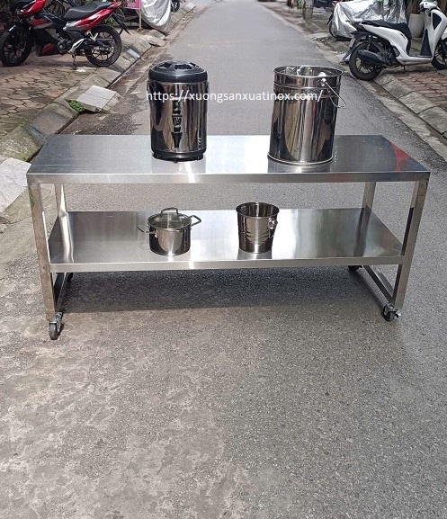 Kệ inox nhà bếp có bánh xe làm theo yêu cầu