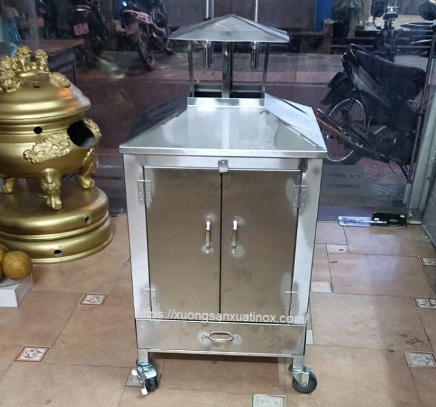 Lò đốt vàng mã inox có bánh xe