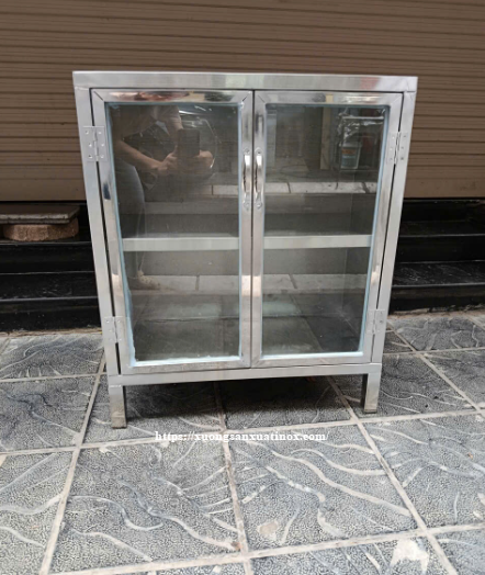 Tủ inox hai cánh kính