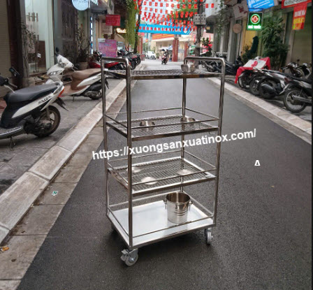 Xe đẩy inox 4 tầng tiện lợi