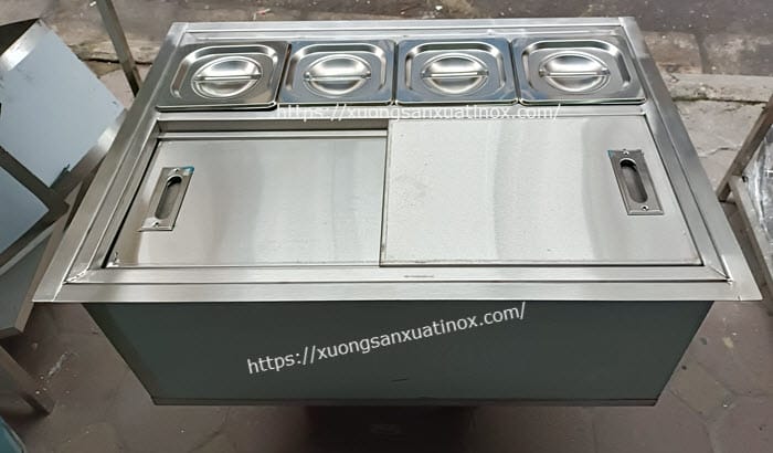 Thùng đá inox âm bàn cho quán bar, nhà hàng