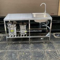 Bàn Inox Có Chậu Rửa Và Kệ Để Đồ