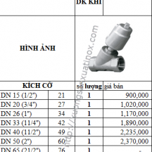 Báo giá van y lọc DK khí inox