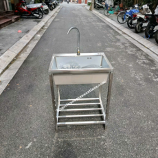 Chậu Rửa Inox 1 Hộc Có Kệ Nan Dưới