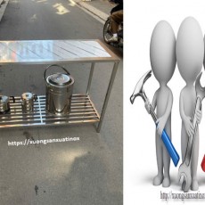 Kệ 2 tầng inox mặt phẳng