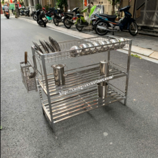 Kệ 3 tầng để bát đĩa inox 304