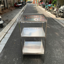 Kệ Inox 3 Tầng Mặt Phẳng Có Thành