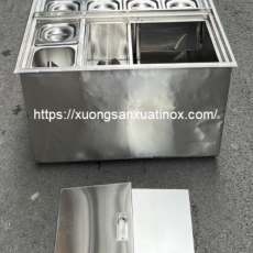 Thùng đá inox khay topping làm theo yêu cầu